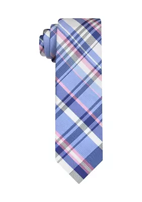 Large Linen Plaid Tie