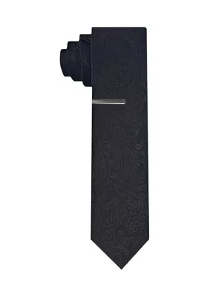 Tonal Paisley Tie and Bar Set