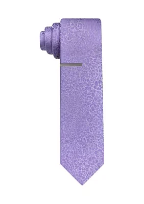 Floral Tonal Necktie with Tie Bar