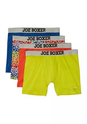 Men's Rainbow Smiley Performance Boxers - 4 Pack