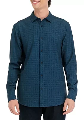 Men's Long Sleeve Printed Sport Shirt