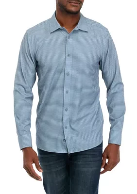 Men's Long Sleeve Woven Mesh Print Shirt