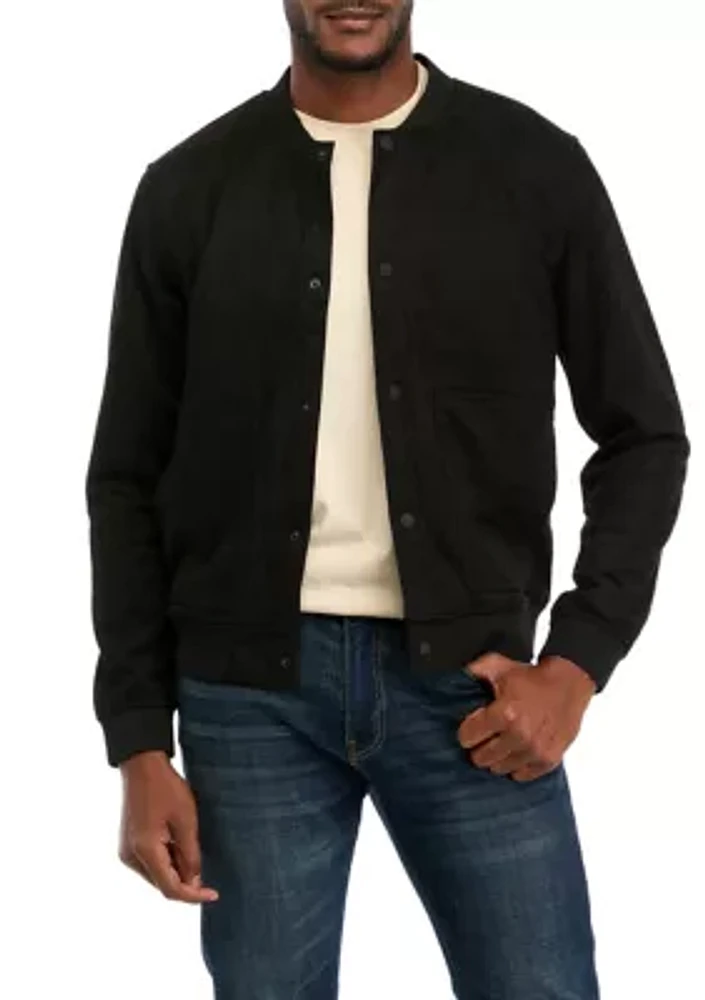 Men's Faux Suede Knit Trucker Jacket