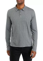 Men's Long Sleeve Melange Polo Shirt