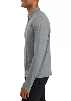 Men's Long Sleeve Melange Polo Shirt