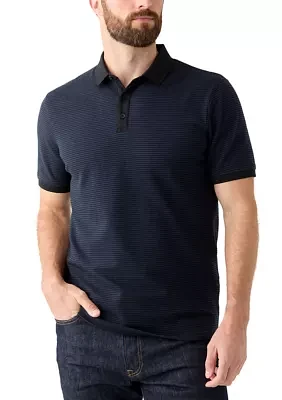 Men's Contrast Placket Button Polo Shirt