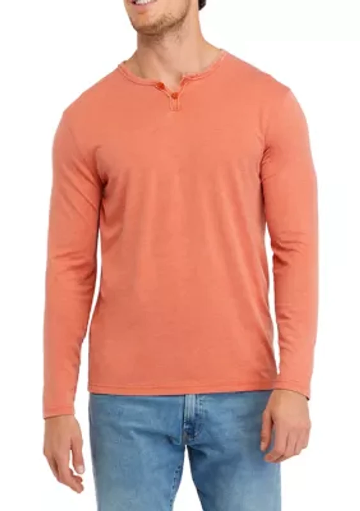 Long Sleeve Burnout Henley Shirt