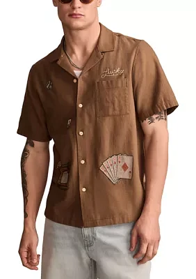 Embroidered Camp Collar Shirt
