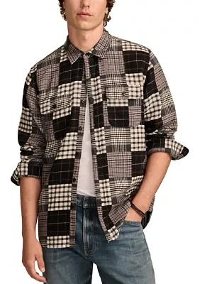 Jacquard Double Weave Patchwork Long Sleeve Shirt