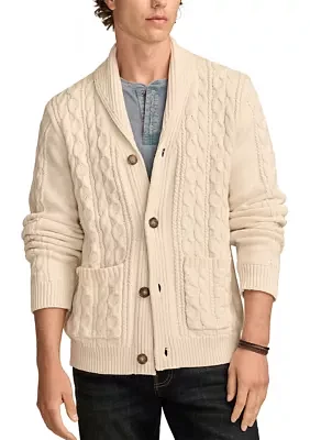 Men's Cable Shawl Cardigan