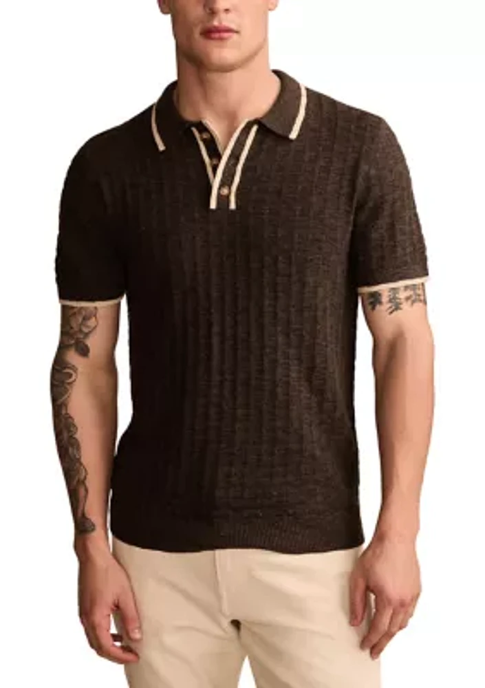 Short Sleeve Tipped Polo Sweater