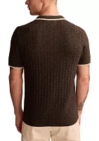 Short Sleeve Tipped Polo Sweater