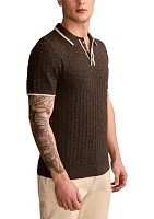 Short Sleeve Tipped Polo Sweater