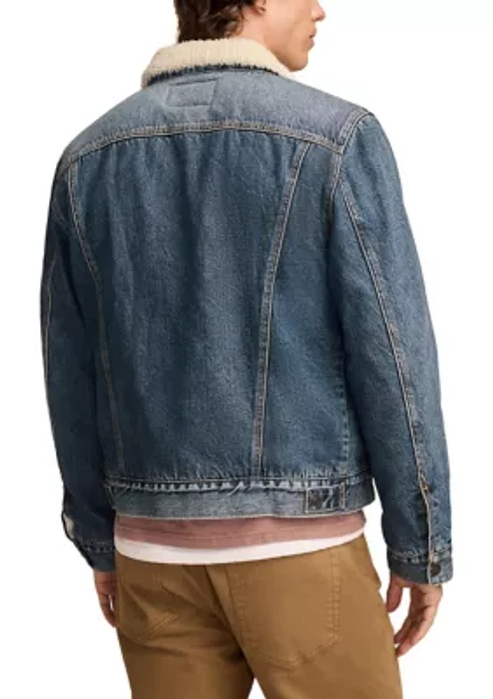 Faux Shearling Denim Jacket