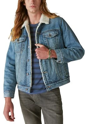 Faux Shearling Lined Denim Trucker Jacket