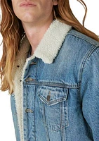 Faux Shearling Lined Denim Trucker Jacket