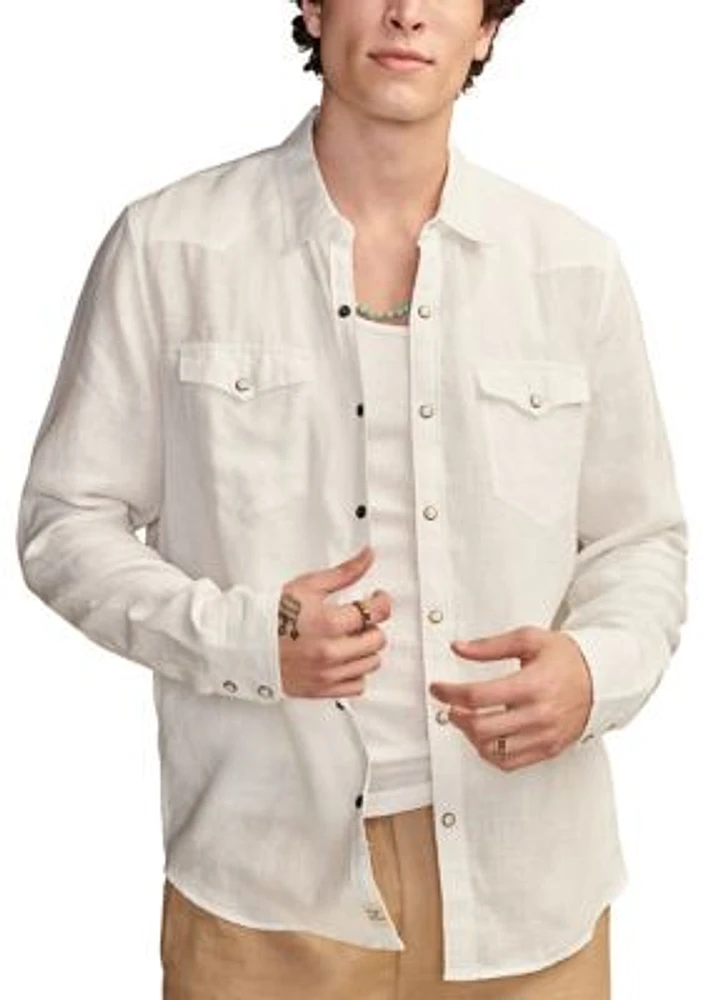 Linen Western Long Sleeve Button Front Shirt