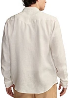 Linen Western Long Sleeve Button Front Shirt