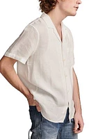 Linen Camp Collar Short Sleeve Shirt