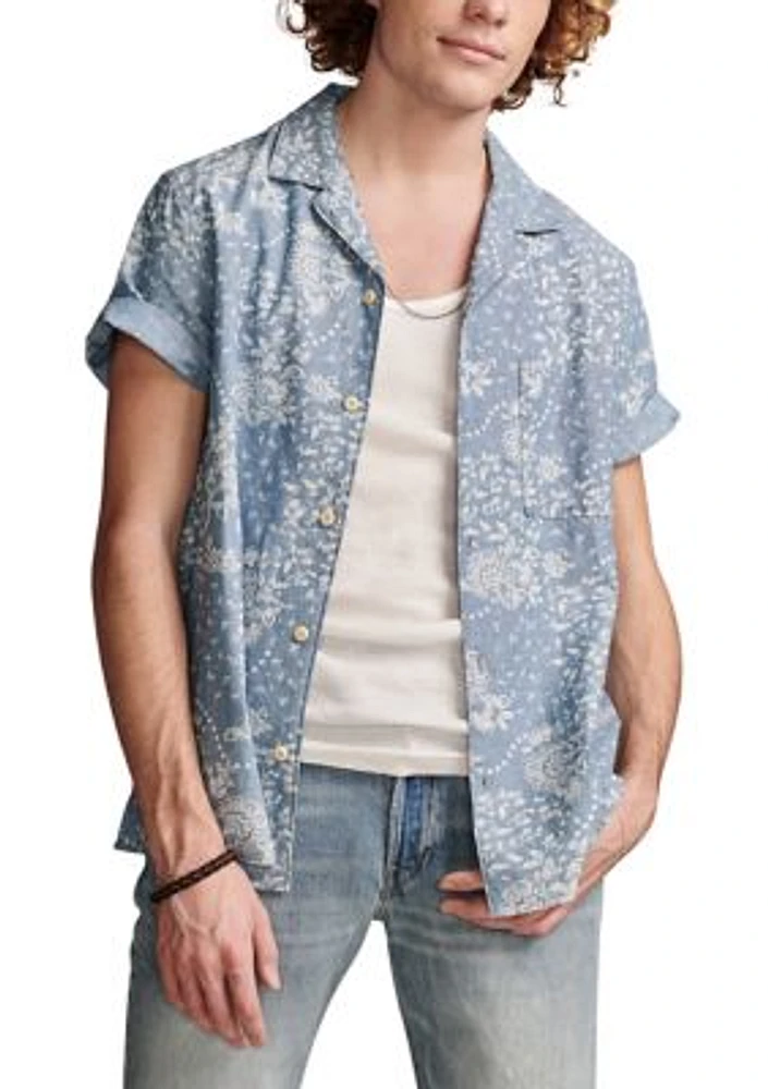 Printed Chambray Short Sleeve Shirt