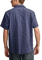 Short Sleeve Solid Seersucker Button Down Shirt