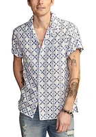 Short Sleeve Batik Printed Camp Shirt