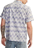 Short Sleeve Ikat Printed Button Down Shirt