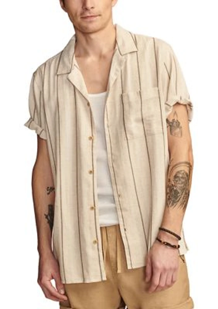 Short Sleeve Natural Stripe Button Down Shirt