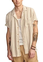 Short Sleeve Natural Stripe Button Down Shirt