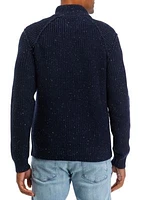 Tweed Mock Zip Pullover