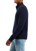 Tweed Mock Zip Pullover