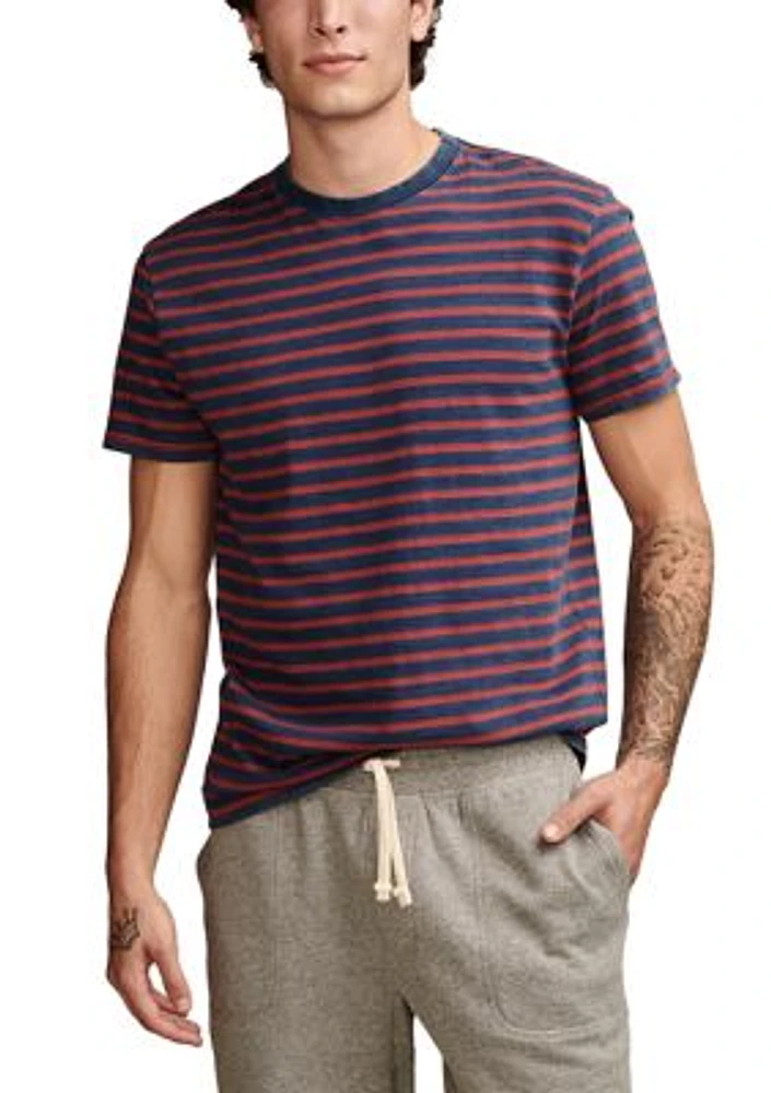 Indigo Stripe Jersey Crew Neck T-Shirt