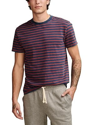 Indigo Stripe Jersey Crew Neck T-Shirt