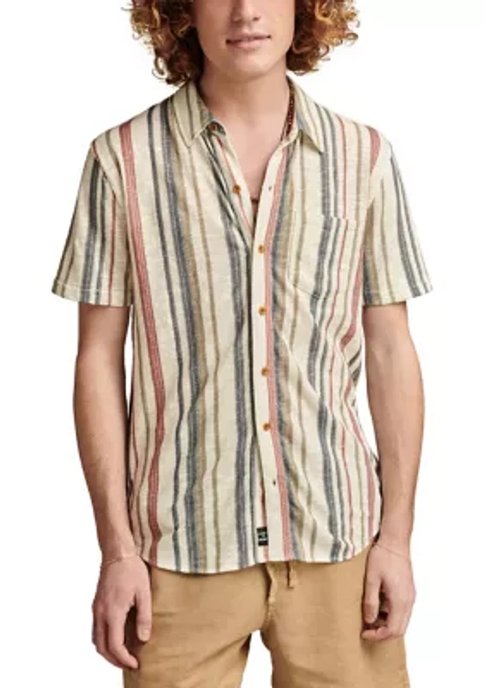 Big & Tall Multi Stripe Linen Button Down Shirt