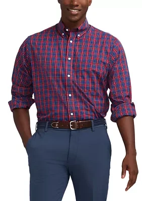 Tartan Printed Regular Fit Button Down Stretch Shirt