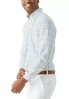 Slim Stretch Plaid Button Down Shirt