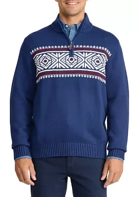 Holiday 5-GG Fair Isle 1/4 Zip Sweater