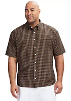 Big & Tall Breeze Short Sleeve Plaid Grid Printed Button Down Shirt