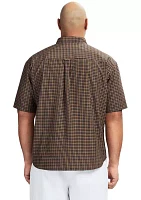 Big & Tall Breeze Short Sleeve Plaid Grid Printed Button Down Shirt