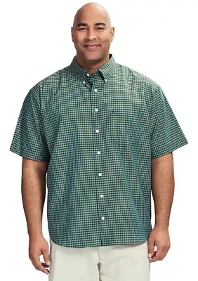 Big & Tall Breeze Short Sleeve Gingham Printed Button Down Shirt