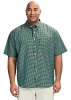 Big & Tall Breeze Short Sleeve Gingham Printed Button Down Shirt