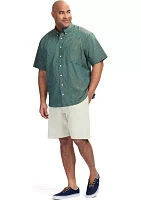 Big & Tall Breeze Short Sleeve Gingham Printed Button Down Shirt