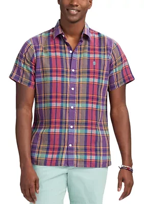 Short Sleeve Madras Linen Shirt