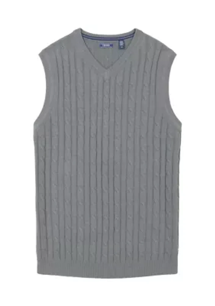 Big & Tall Premium Essentials Cable V-Neck Vest