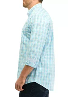 Big & Tall Performance Comfort Long Sleeve Gingham Button Down Shirt