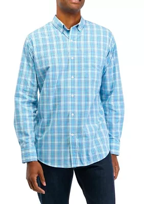 Performance Comfort Long Sleeve Plaid Button Down Shirt