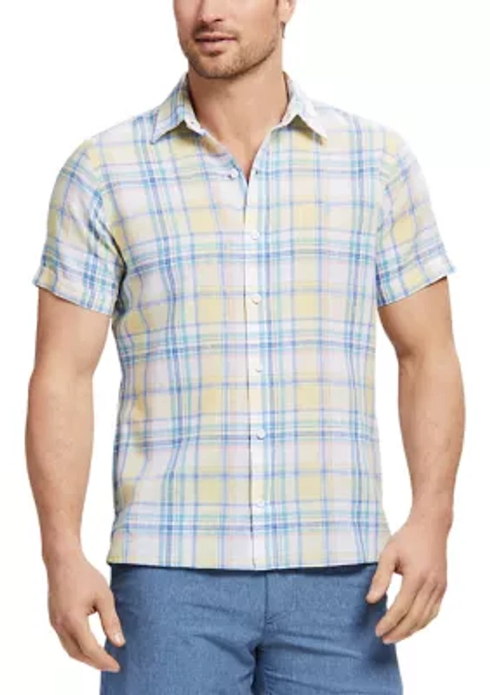 Short Sleeve Madras Button Down Shirt