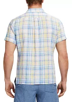 Short Sleeve Madras Button Down Shirt