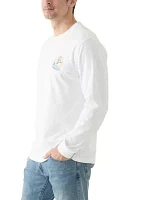 Long Sleeve Soft Washed Graphic Crew Neck T-Shirt