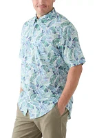 Big & Tall Short Sleeve Chambray Leaf Print Shirt